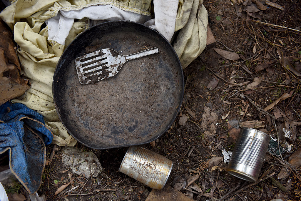 Cookware and other household items remain
